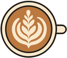 Latte Art Rosetta Double Tulip Illustration - Coffee Cup Icon