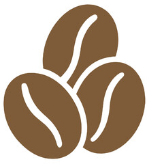 Obraz premium Three Solid Coffee Beans Icon with Curved Lines - Coffee Symbol Design