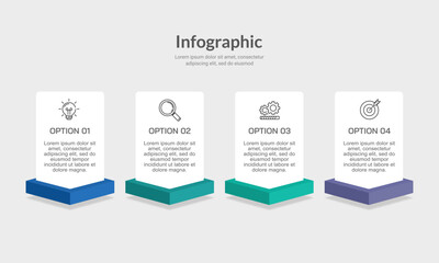 4 Process System for Optimized Business Operations. Presentation, Plan and Strategy. Illustration Vector.