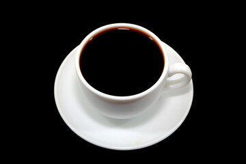 Black coffee cup with black background closeup shot 