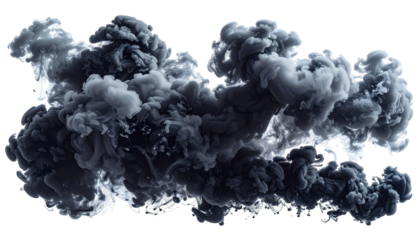 Abstract ink cloud swirls in shades of dark gray and black