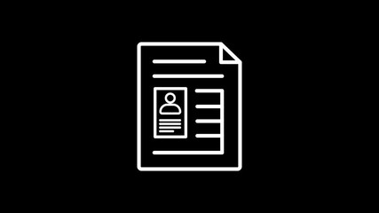 Line Drawing Document Icon Animation – Minimalist Design Symbolizing Approval, Completion, Clear Graphic Elements, 4K Stock Video.