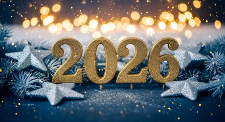 Sparkling 2026 new year celebration with festive decorations