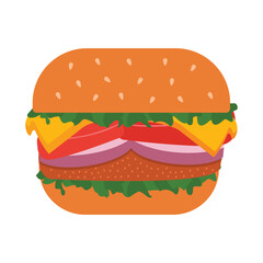 Delicious burger flat vector design isolated on white background