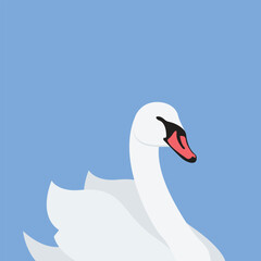 Logo White Swan Flat bird vector illustration.