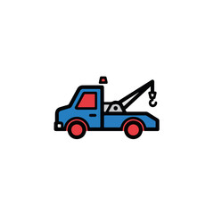 Naklejka premium Tow truck illustration with vehicle breakdown and roadside assistance services available. Roadside assistance from tow truck drivers is essential for motorist support.