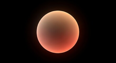 Glowing peach sphere on black background modern abstract 3d orb minimal