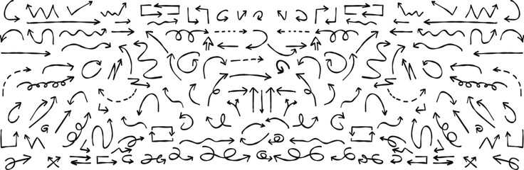 Hand-drawn arrow collection various shapes and styles for design projects