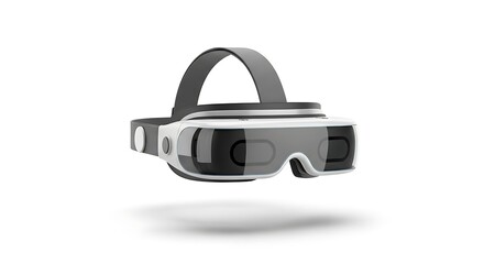 Obraz premium A sleek, modern virtual reality headset with a white and black design floats against a clean white background.