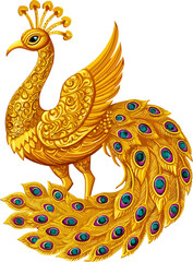 Golden Peacock PNG – Royal Exotic Bird Isolated Clipart