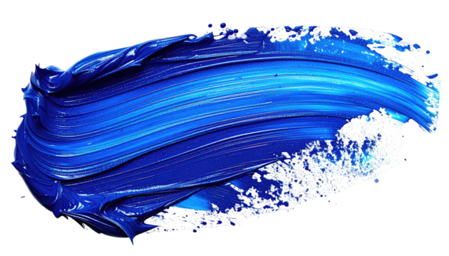 Bold, vibrant blue paint stroke