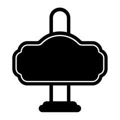 Signboard Silhouette Vector Icon | Blank Street Sign Graphic