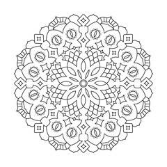 Flower Mandalas. Geometric Round indian ornament Pattern. Oriental pattern illustration. Islam, Arabic, Indian, turkish, chinese, ottoman motifs. Coloring book page