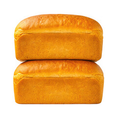 Two golden brown loaves of freshly baked bread stacked together delicious homemade bakery food
