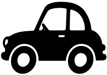 Silhouette of Retro Classic Small Car