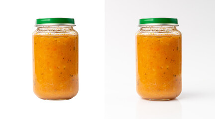 Baby Food Jar Isolated, Kid Puree Glass Bottle, Healthy Child Nutrition, Toddler Diet, Small Jar with Baby Food