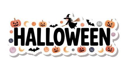 ハロウィン魔女とかぼちゃのレタリング