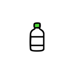 Simple black outline drawing of a water bottle with a lime green cap