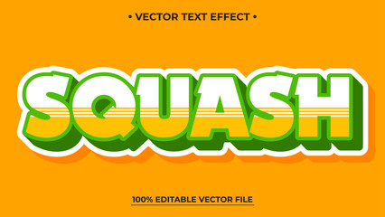 Squash Text Effect Bold Green and White Letters on Orange Background Vector Design