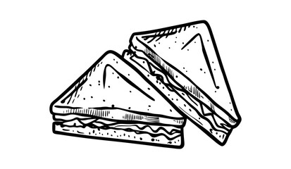 Sandwich black and white illustration