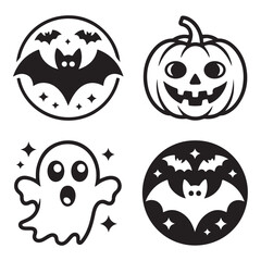 Black silhouette halloween illustration pack