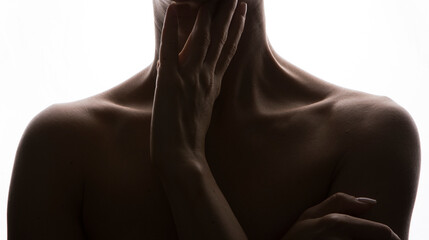 Close up female neck. Beautiful caucasian woman with well-kept skin. Natural beauty, fitness, diet, spa, plastic surgery and aesthetic cosmetology
