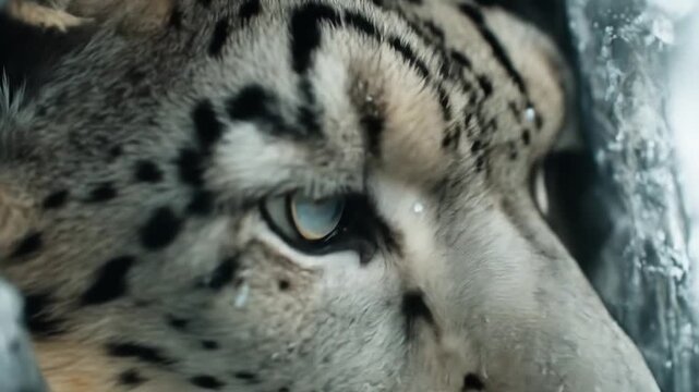 Snow leopard close up eyes