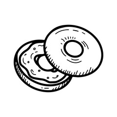 Simple bagel black and white illustration