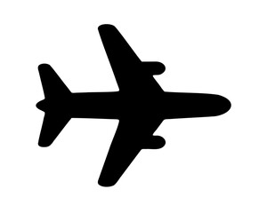 A simple black airplane flying in the sky on a clear day