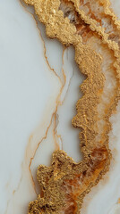 Abstract Gold and White Marble Geode Texture with Golden Flakes and Brown Agate, Luxury Natural Stone Background
