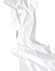 Crumpled white paper figure, profile view