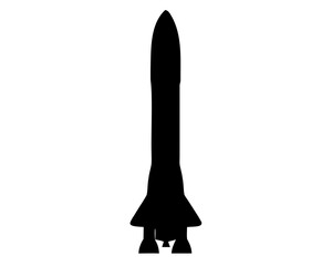 Obraz premium Silhouette of a two stage rocket with boosters and pointed nosecone