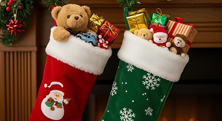 Christmas stockings filled with gifts