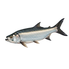 Illustration of a tarpon fish isolated PNG with Transparent Background