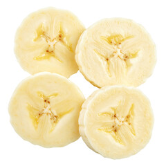 Four banana slices arranged
