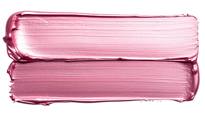 Two horizontal swathes of a  rose-pink, metallic lipstick or gloss