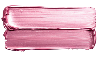 Two horizontal swathes of a  rose-pink, metallic lipstick or gloss
