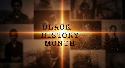 Inspiring Black History Month design with vintage portraits and bright light burst. Perfect for social media, event promotion, educational materials. Celebrate heritage.