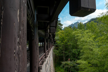 Beautiful view on the trail of Mount Huangshan, gorgeous rocks and strange pine in the mountain, in Anhui Province, China.