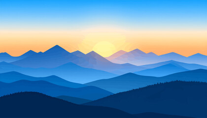 Fototapeta premium Majestic Mountain Range at Sunrise.