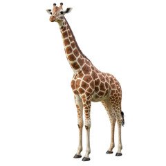 Naklejka premium Giraffe standing tall in nature isolated PNG with Transparent Background