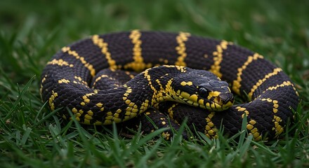 Obraz premium Black-and-Gold Serpent's Embrace