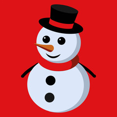 Cute Snowman Illustration | Winter Holiday, Christmas Character with Scarf and Hat.