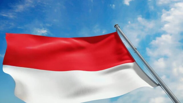 Waving flag of Indonesia
