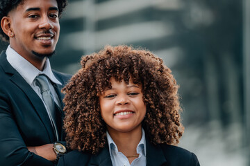 portrait of a latin executive couple in a business building