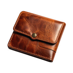 Leather wallet on transparent background