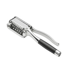 Garlic press tool with wooden handle isolated PNG with Transparent Background
