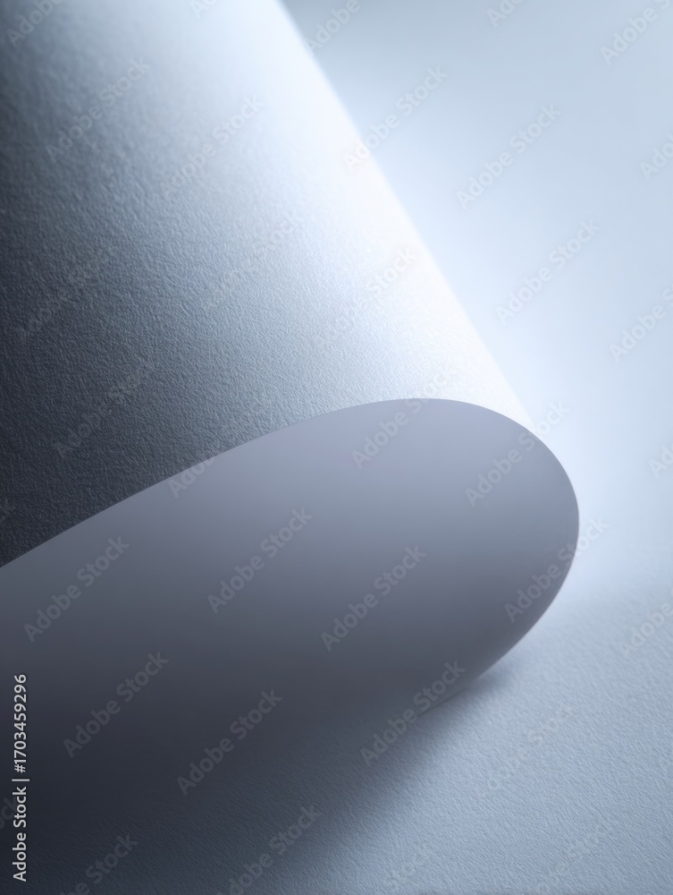 Poster soft curves of light and shadow create an abstract composition with overlapping paper rolls in a min