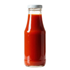 Glass bottle of spicy tomato sauce isolated PNG with Transparent Background