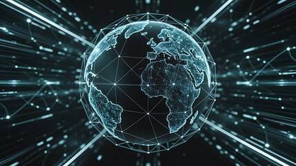 Global Network Connections Background with 3D Globe and Digital Links